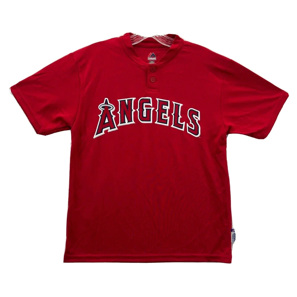 Los Angeles Angels Shirt Boys Large Red MLB Jersey Youth Sports Majestic Tee New